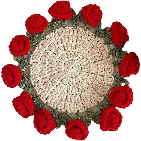 Blumenuntersetzer für Kaffeetassen, Untersetzer für Teetassen, dekorative Untersetzer für Tassen, gehäkelte Mini-Blumensträuße B (1/5)