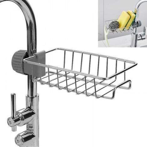Égouttoir à éponge pour robinet, évier de cuisine, étagère suspendue pour robinet de salle de bain, support de rangement suspendu en acier inoxydable, porte-savon (1/5)