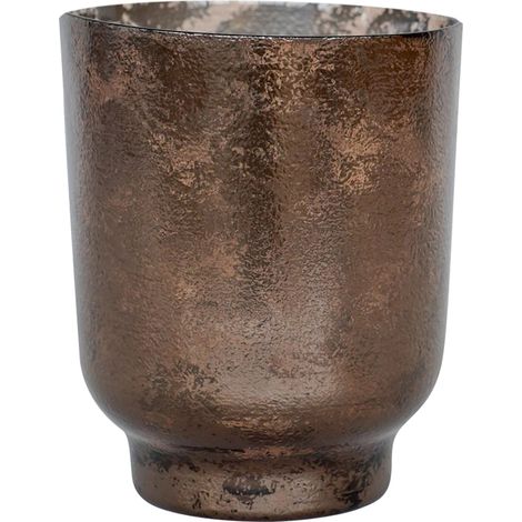 Metallic Bronze Glass Tealight Holder - Glass - L15.5 x W15.5 x H19 cm - Bronze