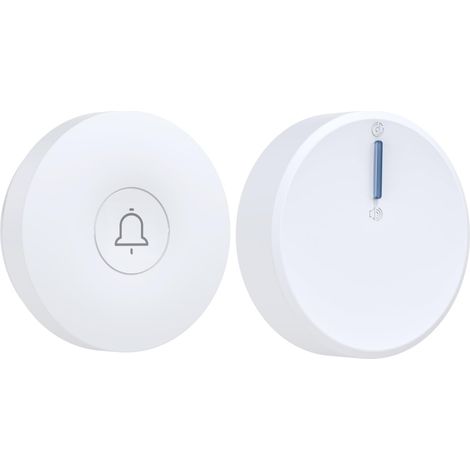 Sonnette sans fil autonome étanche alimentée par une prise européenne sans pile 38 mélodies télécommande extérieure bouton cinétique installation facile à la maison (EU White 1V1 Round) (1/5)