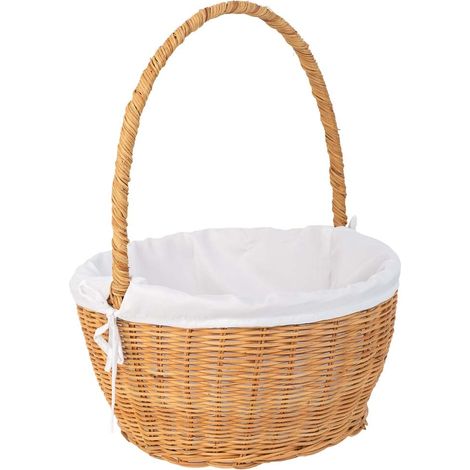 Cesta redonda de medula con forro marrón 28x28x15-33 (1/5)