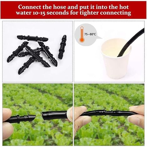 connecteurs cannelés Droits d'irrigation Goutte à Raccords d'accouplement et 4 po pour Tuyau de Pot Fleur Potager p 150 pcs (1/3)