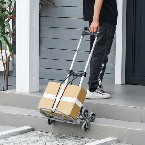 Carretilla sube escaleras plegable de aluminio, 6 ruedas, 70 kg, 47 x 47 x 100 cm (1/5)