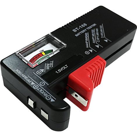 Comprobador de baterías universal para pilas AA/AAA/C/D/9V/1.5V/de botón, mide la duración de la batería, indicador LED. (1/5)
