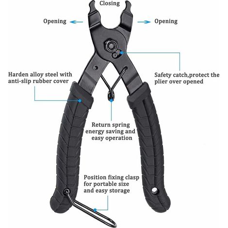 Pinze per catene, pinze per maglie di catene, pinze per catene a maglie mancanti, pinze 2 in 1 apriscatole, chiudicatena/utensile per catene di biciclette, compatibile con Allen Speed Chain Repair (1/4)