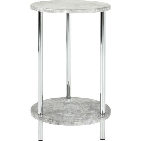 Table d'appoint ronde 30x50 cm en métal gris effet béton - ALMARO