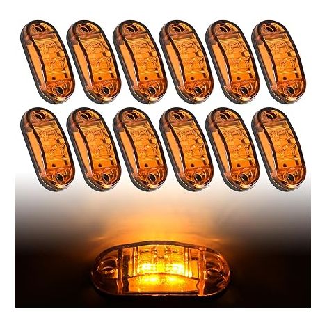 Feux de position LED 12/24 V : mini feux de position latéraux, feux de position de marquage étanches pour remorques, camions, voitures, caravanes, camping-cars, jaune (1/5)