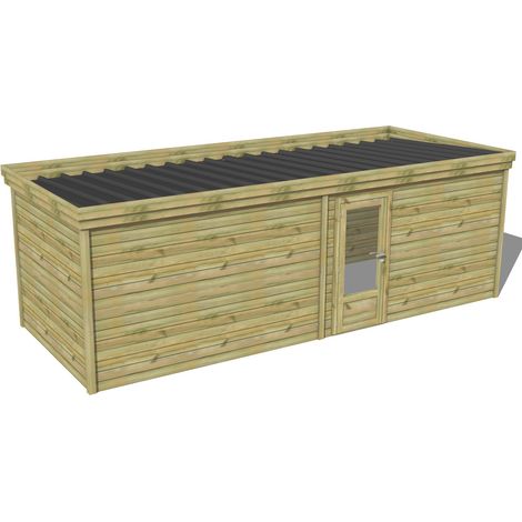 ABRI DE JARDIN bois traité 27mm, 7,3x2,6m, 19m2