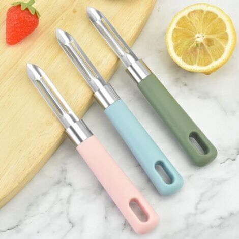 Ensemble de 3 éplucheurs à fruits, éplucheurs multifonctionnels en acier inoxydable, manche ergonomique pour légumes, pommes de terre et carottes, éplucheur à légumes (1/4)
