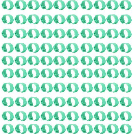 100 bagues d'identification pour pattes de poulet, canards, oies et pigeons, réglables et faciles à fixer soi-même (vertes). (1/5)