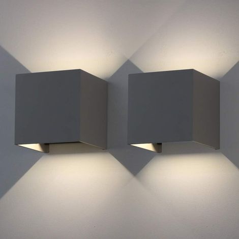 ZOLGINAH 12W Appliques Murales LED, 2 pièces Interieur Exterieur Vers le Haut Vers le Bas Réglable éclairage Aluminium Lumières,Blanc naturel,IP65 Moderne Appliques,Gris foncé (1/5)