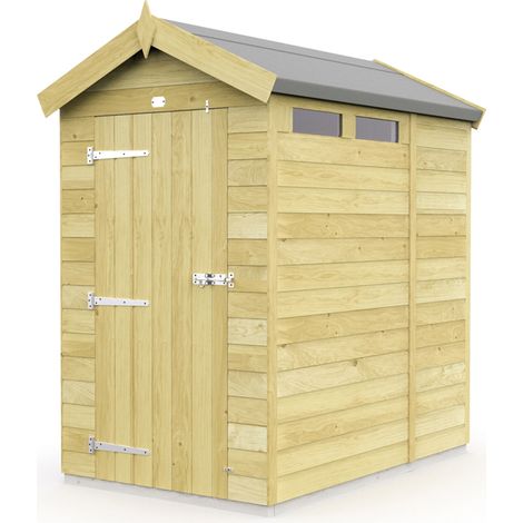 4 x 7 Feet Apex Security Shed - Single Door - Wood - L214 x W118 x H217 cm