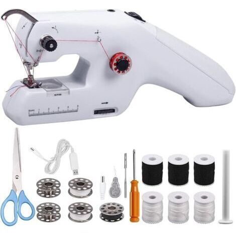 Machine à Coudre Électrique Portable(Piles Non Incluses), Équipé D'une Aiguille et D'un fil, Adaptée aux Débutants et Aux Enfants, Applicable aux Vêtements, Rideaux, Jouets en Peluche