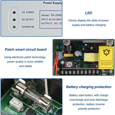 Alimentation Secteur DC 12V/5A pour Système de Contrôle d'Accès Porte - Bloc d'Alimentation UPS
