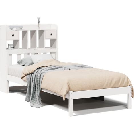 Maison Exclusive - Massivholzbett mit Regal ohne Matratze Weiß 90