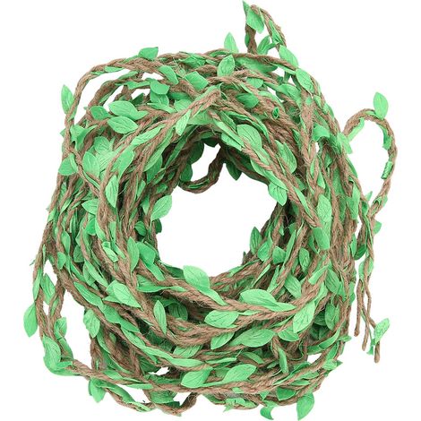 Guirlande tressée en feuillage artificiel, 10 mètres, corde de chanvre pour bouquets DIY, accessoires vert fruit. (1/5)