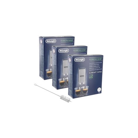 Ecodecalk detartrant 6x100 ml (3x200 ml) 5513292821 DLSC003 pour Delonghi machine a cafe avec brosse de nettoyage