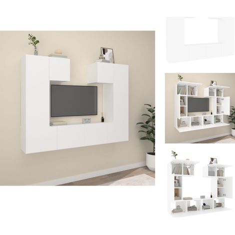 TV-Möbel - Living 6-tlg. TV-Schrank-Set Weiß Holzwerkstoff (1/5)