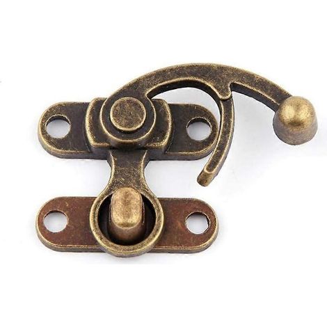 Lot de 10 loquets de sécurité anciens, crochets et verrous à bras pivotant de 38 x 45 mm pour boîtes en bois (1/5)