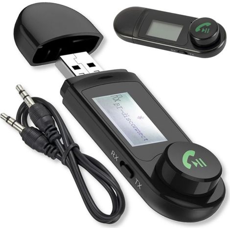 Kit mains libres Bluetooth 5.0 avec récepteur, entrée auxiliaire et port USB. (1/5)