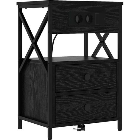 Maison Exclusive - Armadio da Notte Rovere Nero 40 x 31 x 60 cm Legno multistrato