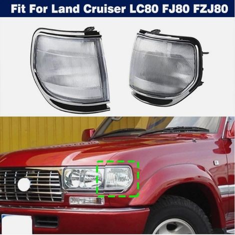 Paire clignotants avant feux d'angle compatibles Toyota Land Cruiser LC80 FZJ80 4500 (1995 1996 1997) Feu de position blanc + clignotant orange, gauche + droit (1/5)