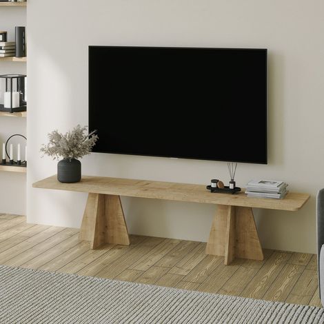 Mueble para TV Cairano, Soporta 40 kg, Montaje en suelo, Estructura color roble, 180x42x40h cm Marrón Roble (1/5)