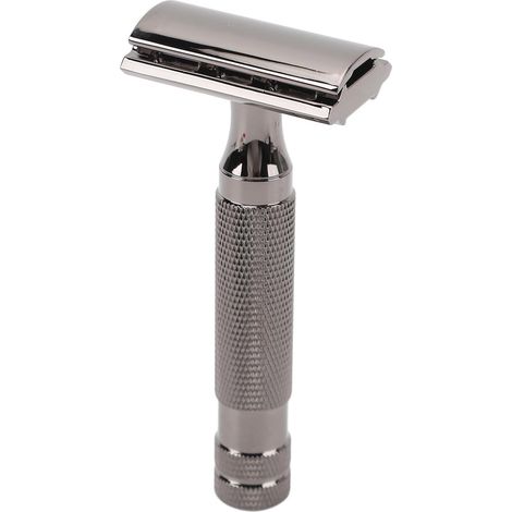 Tondeuse double avec poignée ergonomique, tondeuse à barbe manuelle professionnelle en acier inoxydable pour hommes – Comprend 2 têtes de rechange. (1/5)