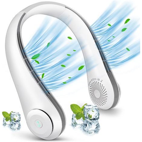 Ventilatore da collo portatile, mini ventilatore USB senza pale con funzione di ricarica rapida, 3 velocità, per uomo e donna, ideale per attività all'aperto (1/5)