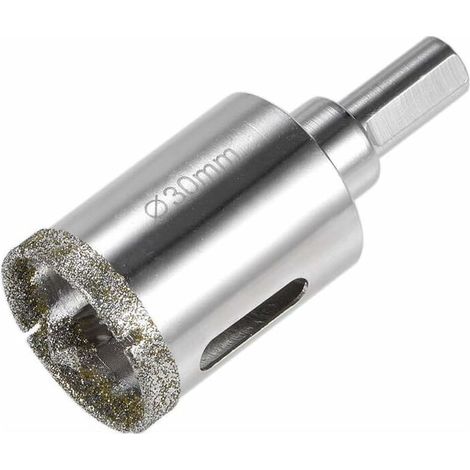 Foret diamant pour scie cloche en verre avec foret de positionnement central pour verre, céramique, porcelaine, carrelage 30 mm (1/3)