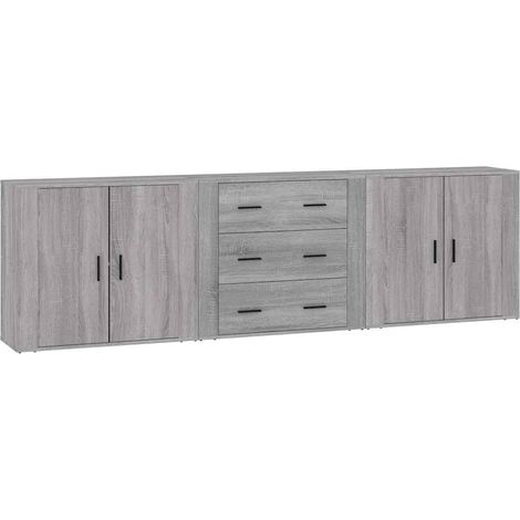 3 Stk. Sideboard/Anrichte/Buffet Grau Sonoma Holzwerkstoff LXWW844537 (1/5)