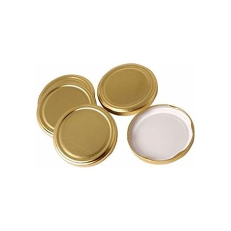 Casco - 10 tapones dorados, 66 mm de diámetro, 4 ganchos - para tarros
