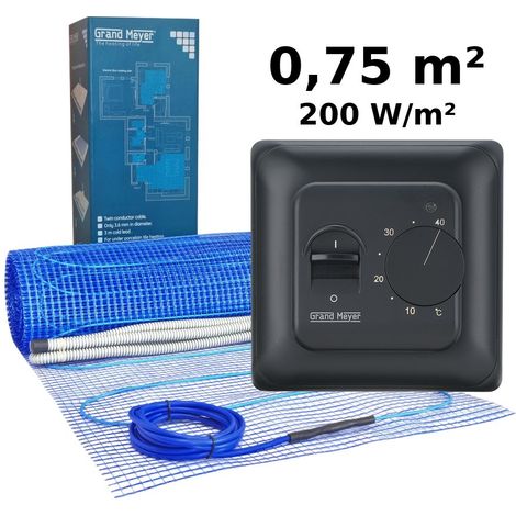 Kit de calefacción por suelo radiante 0,75 m², 200 W/m² + MST-10 termostato