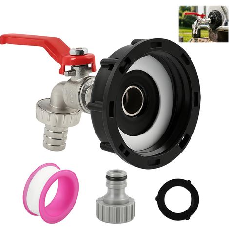 Robinet Cuve IBC Raccord Tuyau 1/2 Pouces, Adaptateur Réservoir Alliage d'Aluminium Laiton Haute Qualité Irrigation Usage Domestique (1/5)