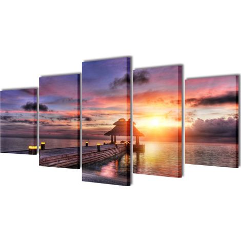 Kit de lienzo decorativo de pared de 5 piezas 200x100cm atardecer DEC02036 (1/3)