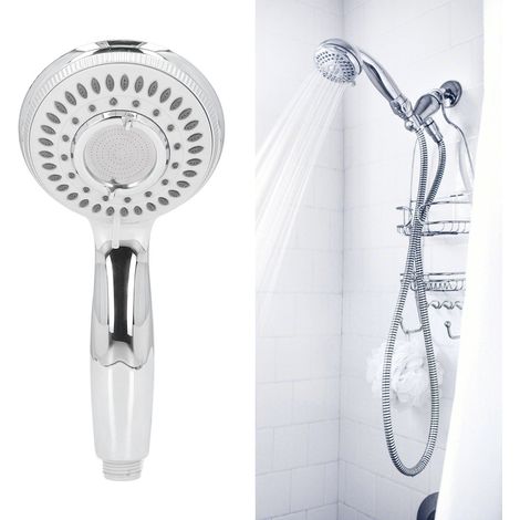 Pommeau de douche à main avec 4 modes de débit d'eau réglables, disque d'économie d'eau, joint d'étanchéité et diamètre d'entrée g1/2 (1/5)