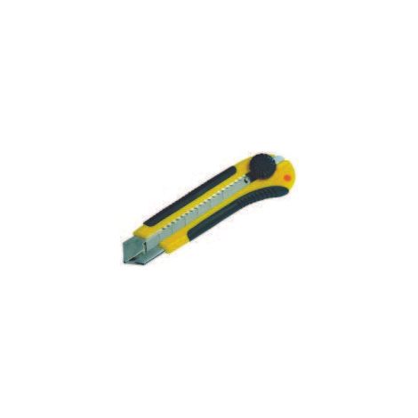 Cutter ABS élastomère 25mm – Lame tranchante pour carton et plastique – Système de blocage à molette – Construction bi-matière robuste – Medid