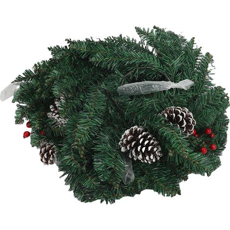 Guirlande Noël 2,7M PVC aiguille pin blanc baie rouge – Vigne artificielle déco cheminée escalier fenêtre, décoration (1/4)