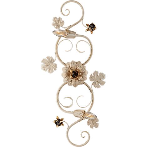 Plafoniera in ferro Avorio decape rose Oro due luci 73x2x h17 cm (1/3)