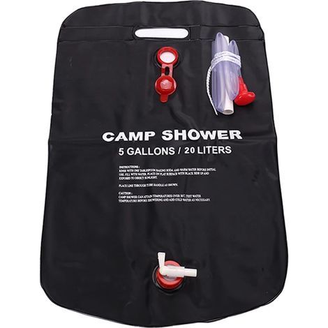 Sac de douche solaire pliable de 20 L, idéal pour le bain en extérieur, le camping et les piscines. Accessoires compacts pour douche et piscine.-AquaForge (1/5)