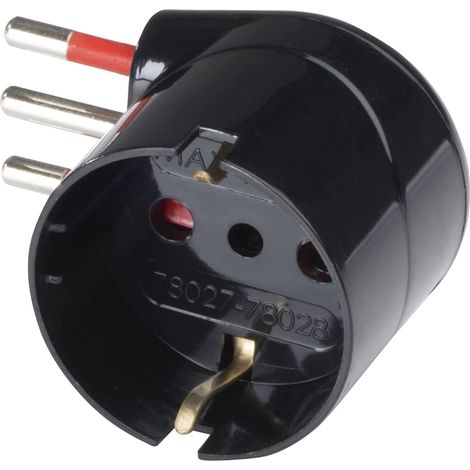 Adattatore a 90° da spina 10A a presa schuko 16A, nero, serie Unika - Rosi RS78028