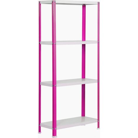 SIMON HOME étagère en métal avec vis avec 4 étagères (160x80x40cm) ROSE ET BLANC (1/4)
