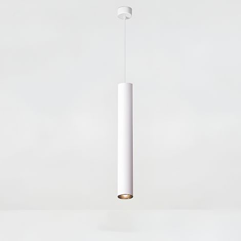Suspension luminaire tube 15W 1500lm, lampe suspendue cylindrique moderne noir COB lumière LED, Blanc (1/5)