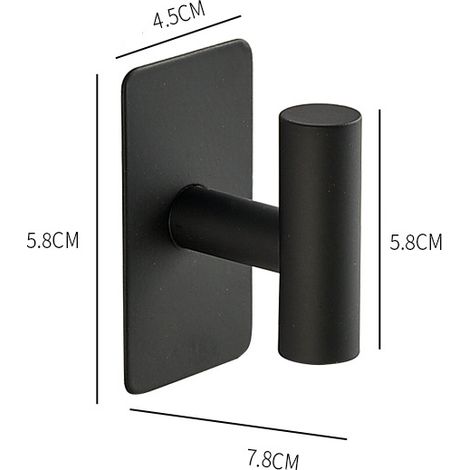 3 ganci parete adesivi robusti impermeabili per asciugamani cappotti vestiti armadio cucina, nero
