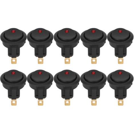 10pcs 12V ON/OFF Round Rocker Waterproof SPST Switch LED Spotlight 3 Pin Silver Terminal (1/5)