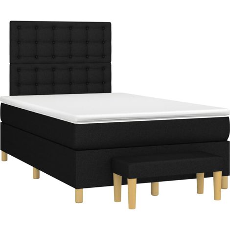 Sommier à lattes de lit avec matelas noir 120x190 tissu (1/5)