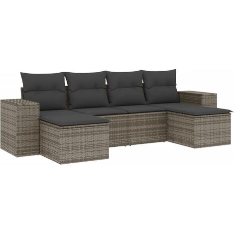 Maison Exclusive - 6-tlg. Garten-Sofagarnitur mit Kissen Grau Pol