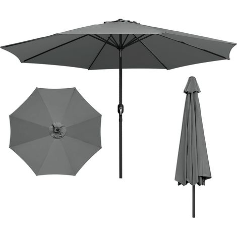 Wolketon Sonnenschirm Ø350cm, Gartenschirm, ohne knickbar, Schirmtuch mit PA-Beschichtung, UV-Schutz bis UPF 50+, ohne Ständer, grau