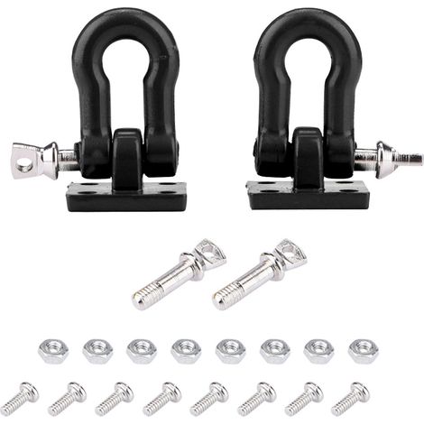 2 pièces Crochets de Remorque Aluminium 1:10 pour Voiture RC Grimpeur Crawler Camion (Noir) (1/5)