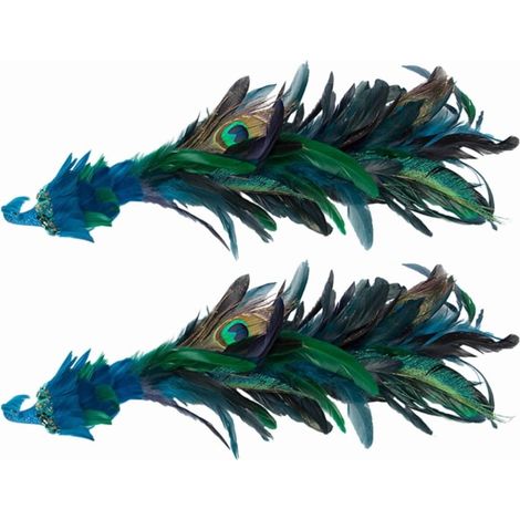 Pendentif Paon Bleu - Décoration Arbre De Noël - Simulacre Réaliste - 45 cm - Pour Intérieur Et Extérieur - Lot De 2 (1/5)